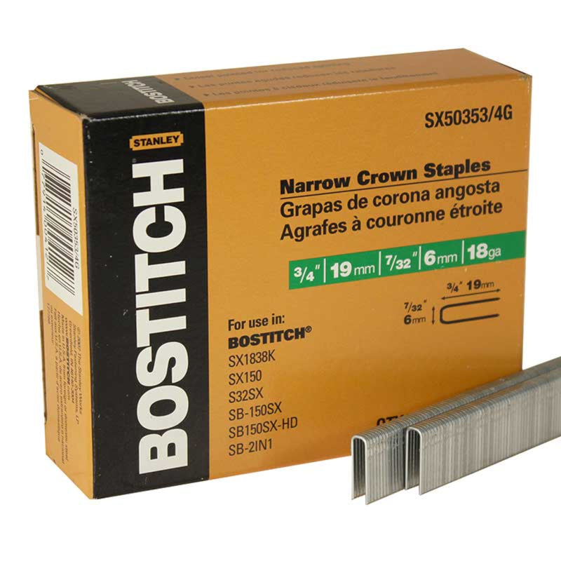 STANLEY BOSTITCH - Bostitch SX 7/32 in. W X 3/4 in. L 18 Ga. Narrow Crown Staples 5000 pk