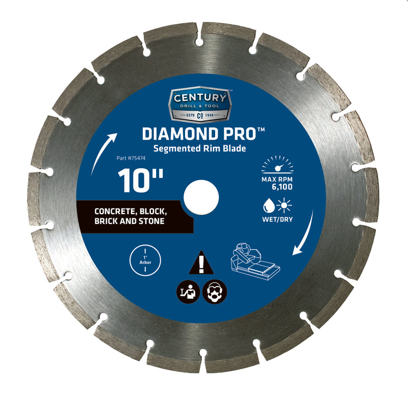 CENTURY DRILL & TOOL - Century Drill & Tool 10 in. D X 1 in. Diamond Segmented Rim Diamond Saw Blade 1 pk