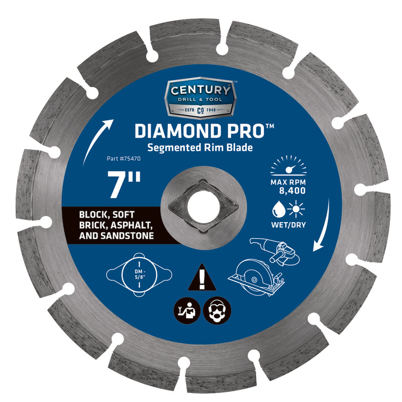 CENTURY DRILL & TOOL - Century Drill & Tool 7 in. D Diamond Segmented Rim Diamond Saw Blade 1 pc