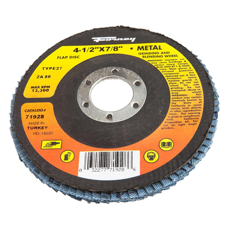 FORNEY - Forney 4-1/2 in. D X 7/8 in. Zirconia Flap Disc 80 Grit 1 pc