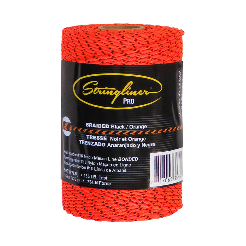 STRINGLINER - Stringliner PRO Mason's Line Refill 500 ft. Black/Orange Bonded Braided Line