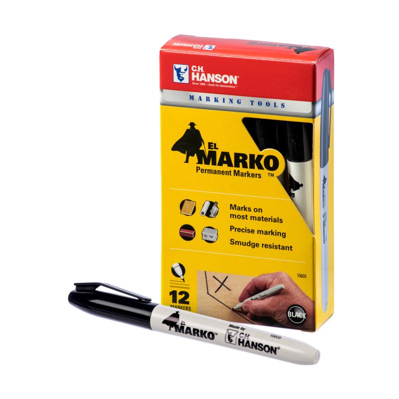 C.H. HANSON - C.H. Hanson Sure Point, CH Hanson Black Medium Tip Permanent Marker 1 pk - Case of 12