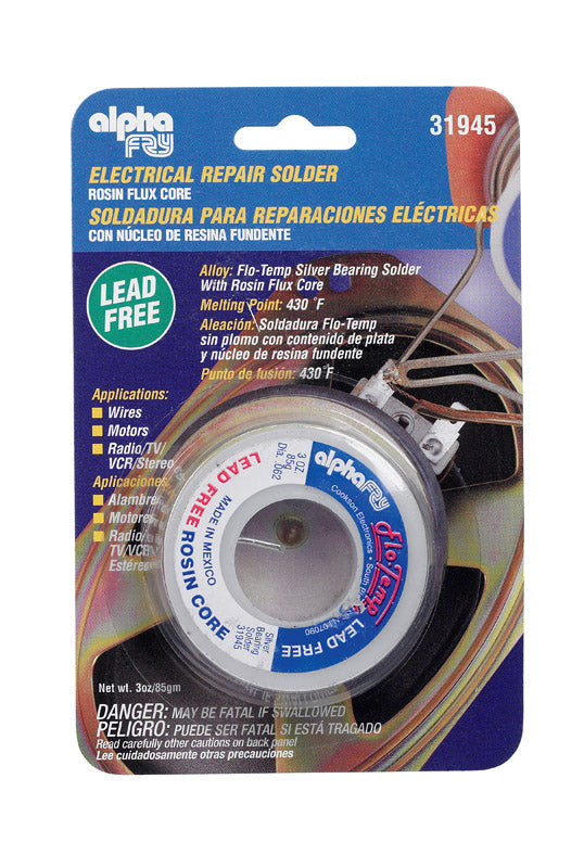 ALPHA FRY - Alpha Fry 3 oz Lead-Free Rosin Core Solder Wire 0.062 in. D Tin/Copper/Silver 1 pc