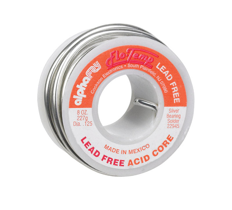 ALPHA FRY - Alpha Fry 8 oz Lead-Free Acid Core Wire Solder 0.125 in. D Silver Bearing 1 pc
