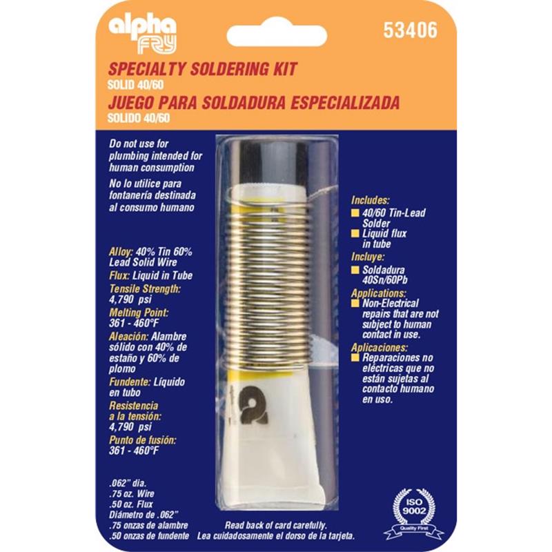 ALPHA FRY - Alpha Fry Non-Electrical Repair Flux 0.62 in. D Tin/Lead 40/60 2 pc