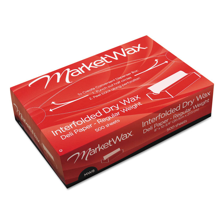 Bagcraft - MarketWax Interfolded Dry Wax Deli Paper, 8 x 10.75, White, 500/Box, 12 Boxes/Carton