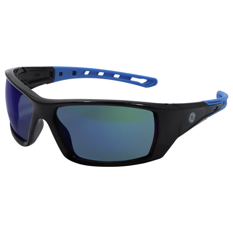 GENERAL ELECTRIC - General Electric 04 Series Anti-Fog Impact-Resistant Safety Glasses Blue Mirror Lens Black/Blue Fram