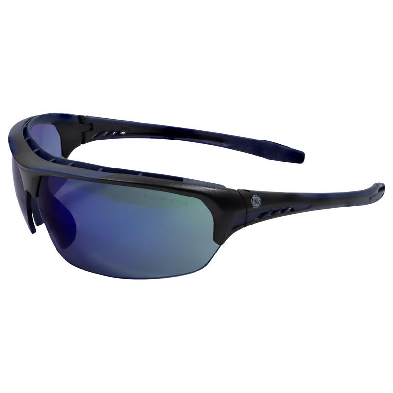 GENERAL ELECTRIC - General Electric 09 Series Anti-Fog Impact-Resistant Safety Glasses Blue Mirror Lens Black/Blue Fram
