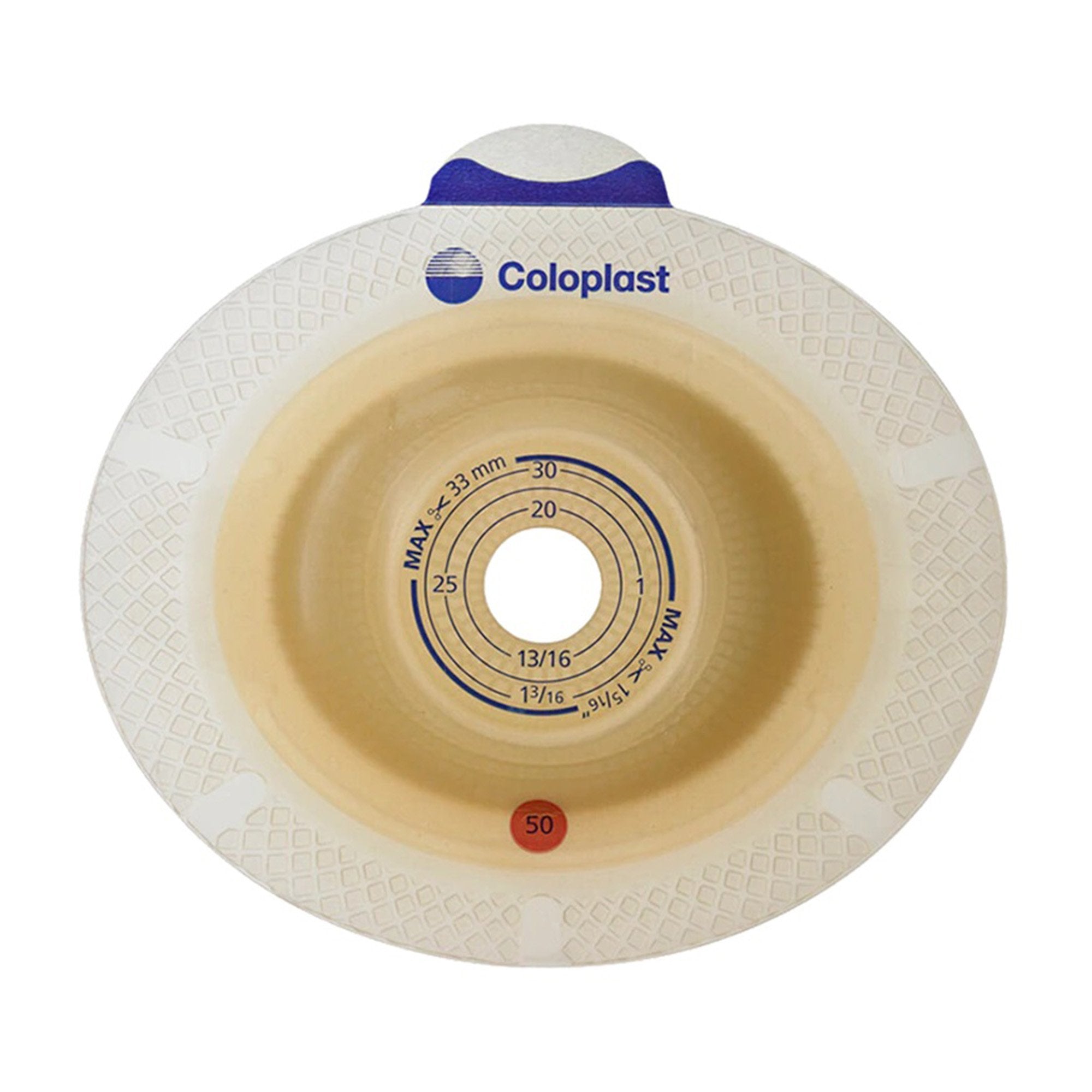 Coloplast - Ostomy Barrier SenSura® Flex Xpro Trim to Fit, Extended Wear Double Layer Adhesive 50 mm Flange Red Code System 3/8 to 1-3/4 Inch Opening [5/BX]