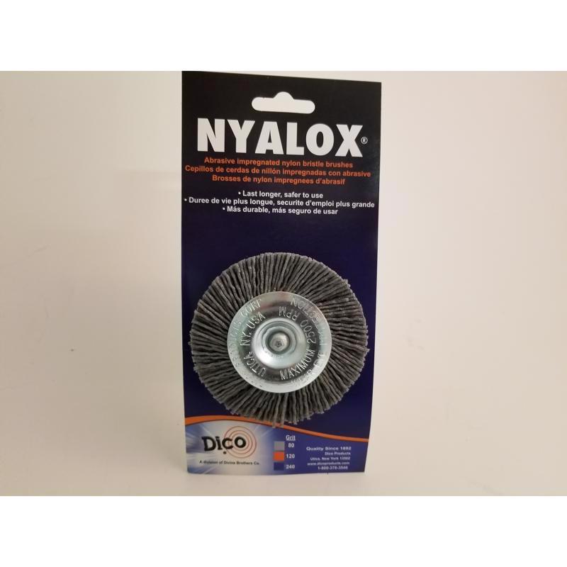 DICO - Dico NYALOX 3 in. Coarse Crimped Mandrel Mounted Wheel Brush Nylon 2500 rpm 1 pc