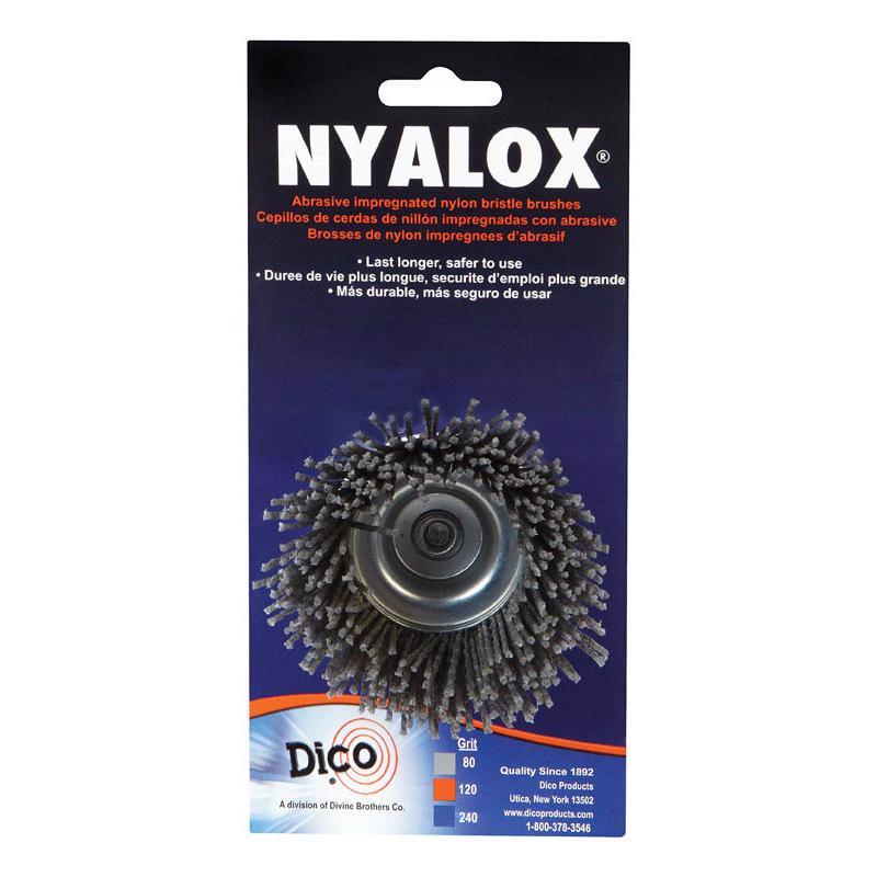 DICO - Dico Nyalox 2.5 in. D X 1/4 in. X 1/4 in. D Crimped Nylon Mandrel Mounted Cup Brush 4500 rpm 1 pc [541-774-2-1/2]