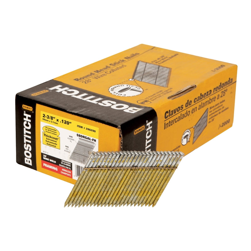 STANLEY BOSTITCH - Bostitch 2-3/8 in. 10 Ga. Angled Strip Galvanized Stick Nails 28 deg 2000 pk