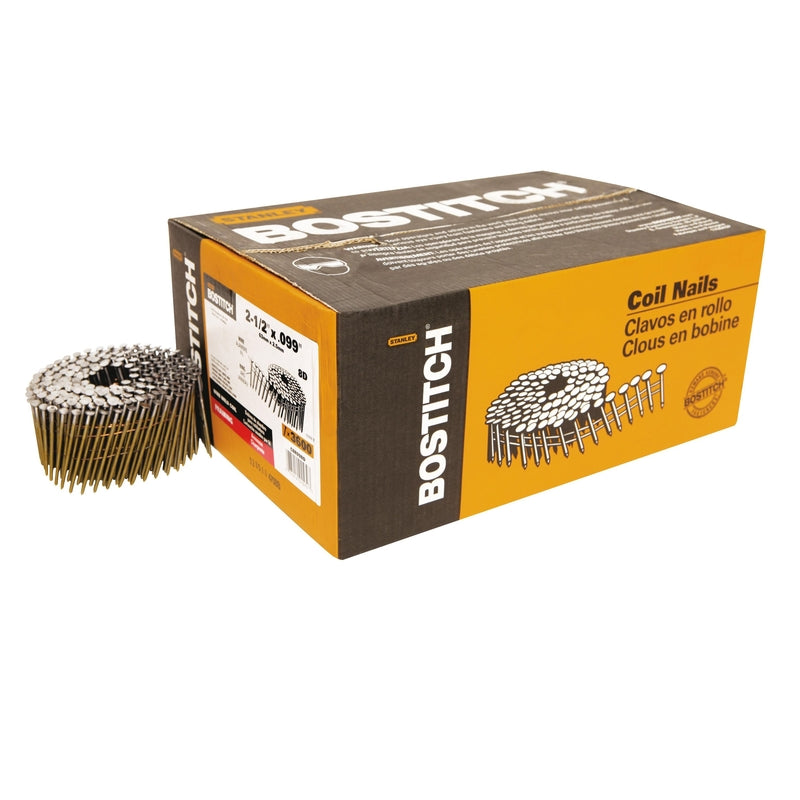 STANLEY BOSTITCH - Bostitch 2-1/2 in. 13 Ga. Angled Coil Coated Framing Nails 15 deg 3600 pk