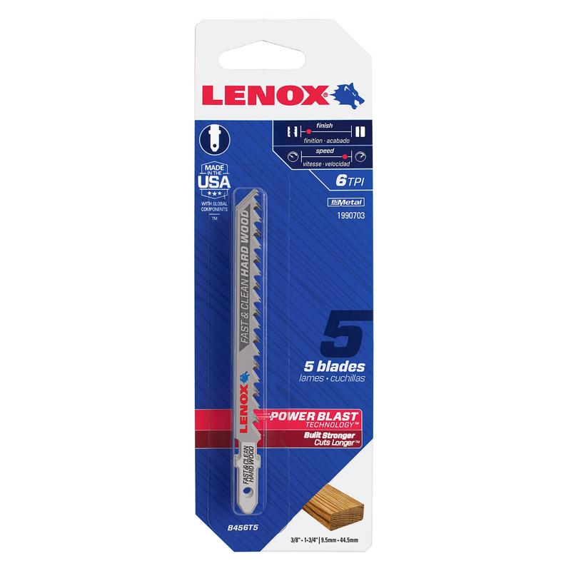 LENOX - Lenox 4 in. Bi-Metal T-Shank Jig Saw Blade 6 TPI 5 pk