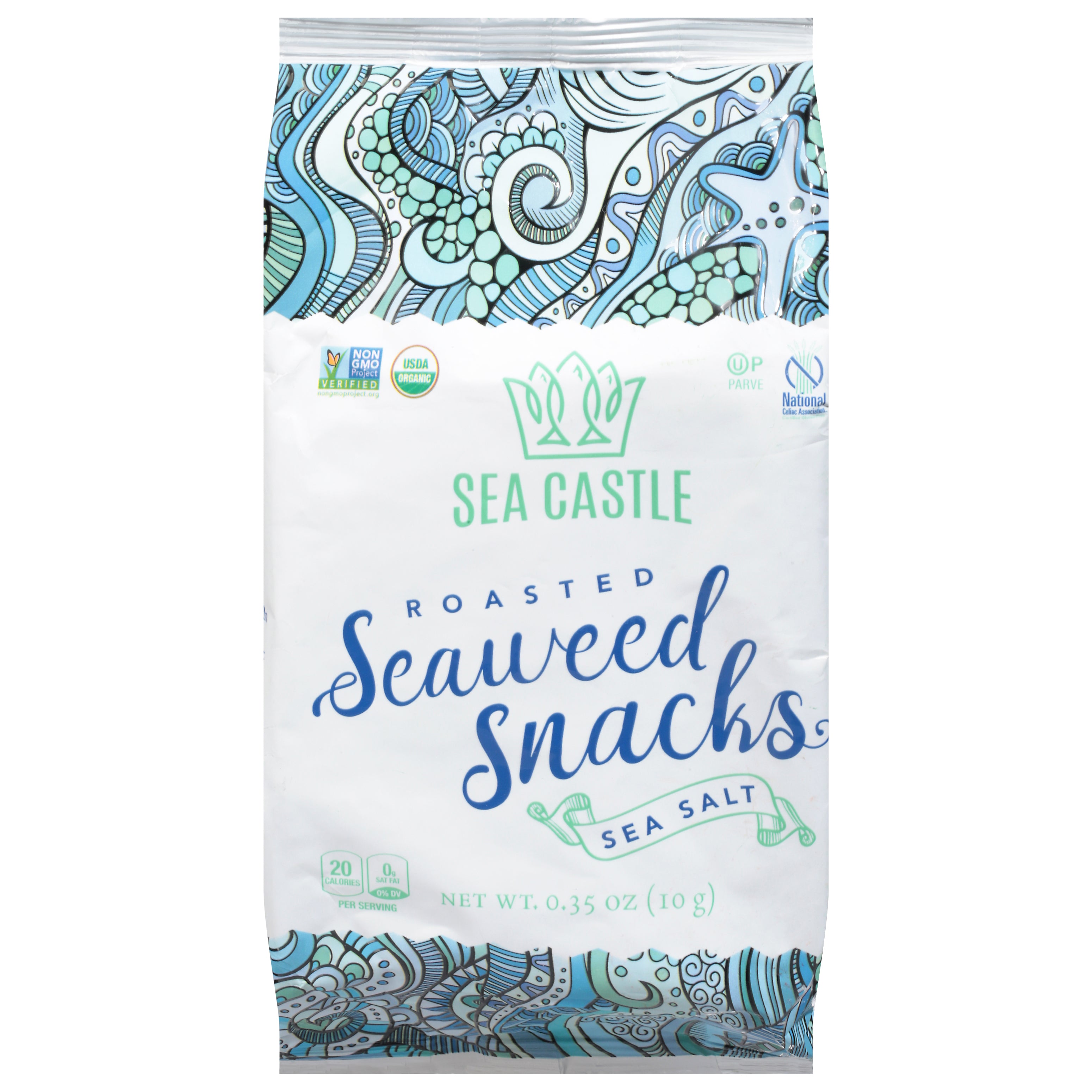 Sea Castle Roasted Sea Salt Seaweed Snacks 0.35 oz - Case of 12