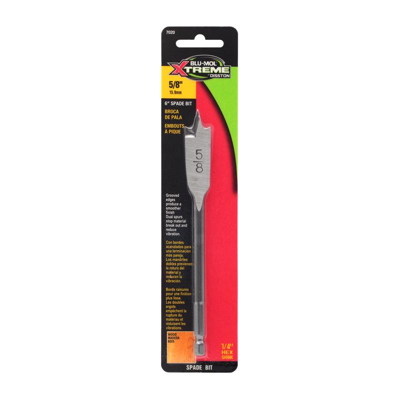 BLU-MOL XTREME - Blu-Mol Xtreme 5/8 in. X 6 in. L Carbon Steel Spade Bit Hex Shank 1 pk
