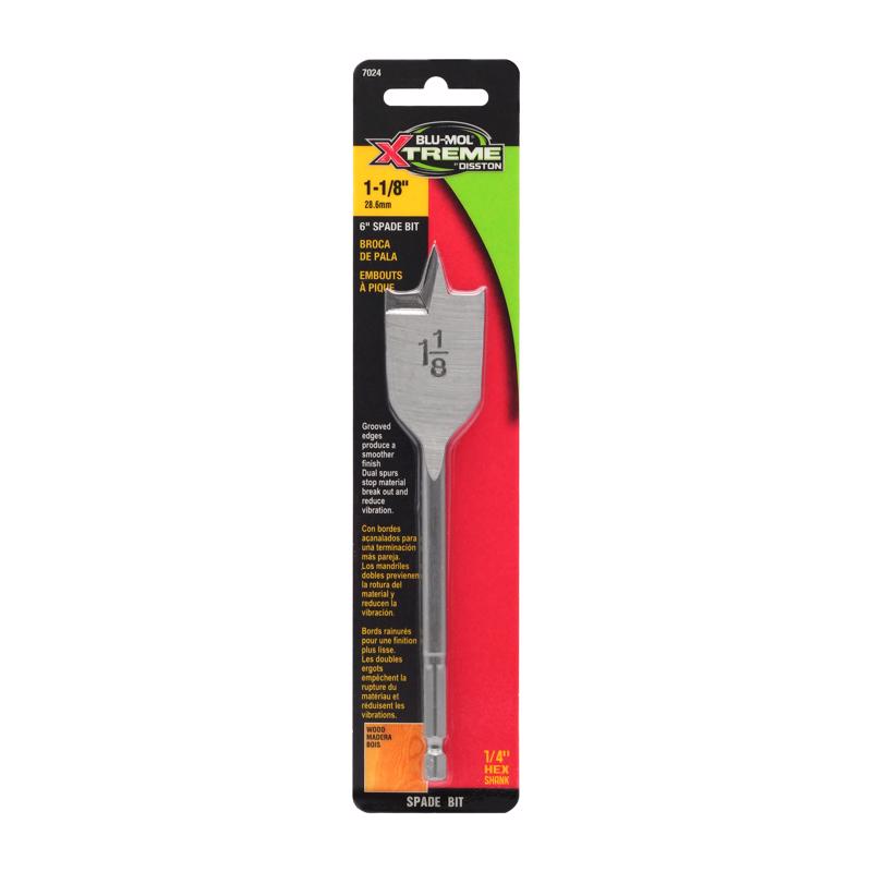 BLU-MOL XTREME - Blu-Mol Xtreme 1-1/8 in. X 6 in. L Carbon Steel Spade Bit Hex Shank 1 pk