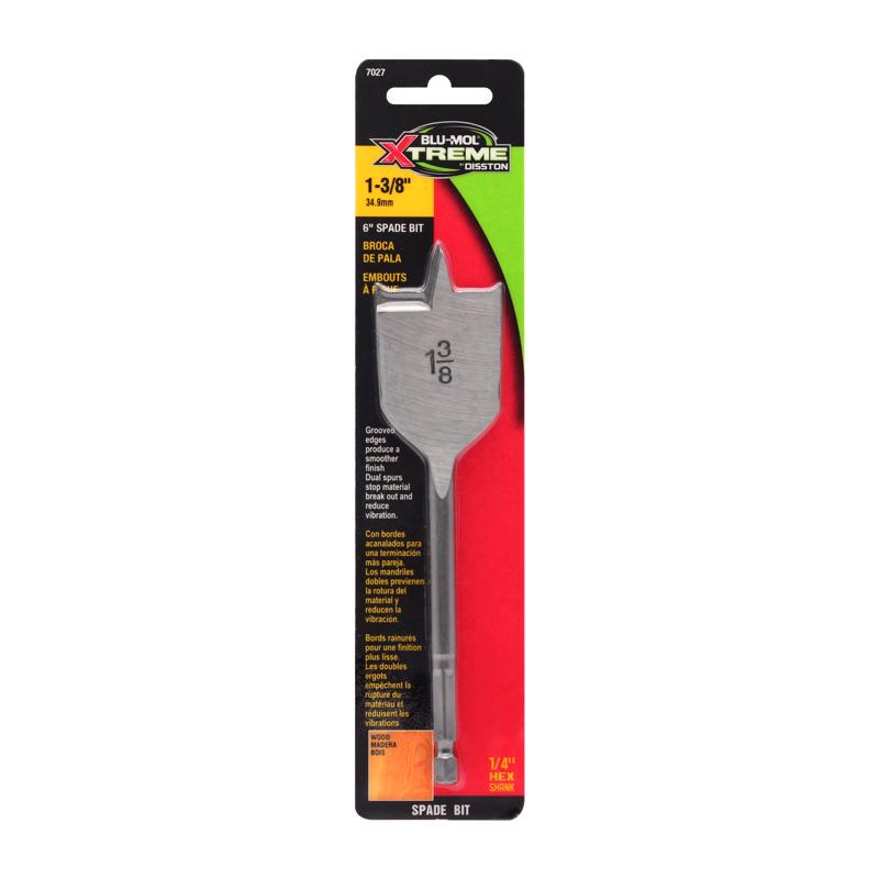 BLU-MOL XTREME - Blu-Mol Xtreme 1-3/8 in. X 6 in. L Carbon Steel Spade Bit Hex Shank 1 pk