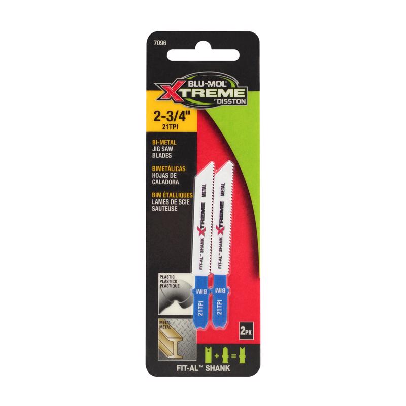 BLU-MOL XTREME - Blu-Mol Xtreme 2-3/4 in. Bi-Metal Universal Jig Saw Blade 21 TPI 2 pk