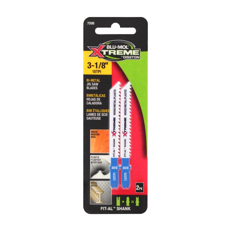 BLU-MOL XTREME - Blu-Mol Xtreme 3-1/8 in. Bi-Metal Universal Jig Saw Blade 10 TPI 2 pk