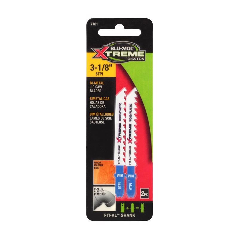 BLU-MOL XTREME - Blu-Mol Xtreme 3-1/8 in. Bi-Metal Universal Jig Saw Blade 6 TPI 2 pk