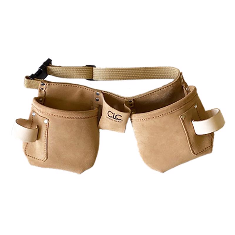 CLC - CLC 12 pocket Suede Leather Tool and Nail Bag with Belt Beige