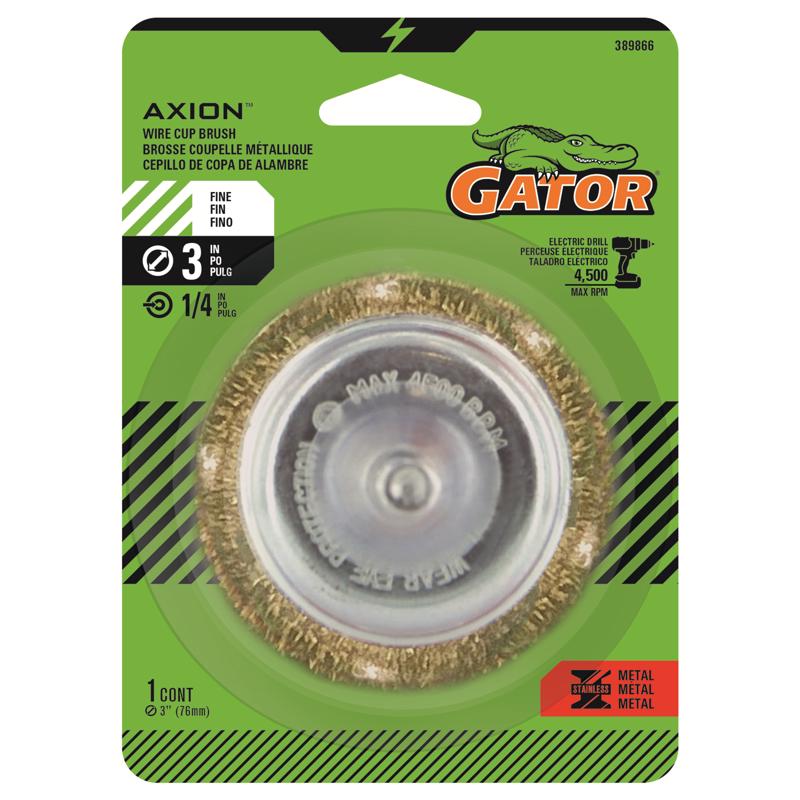GATOR - Gator 3 in. Fine Crimped Wire Cup Brush Brass Coated Steel 4500 rpm 1 pc