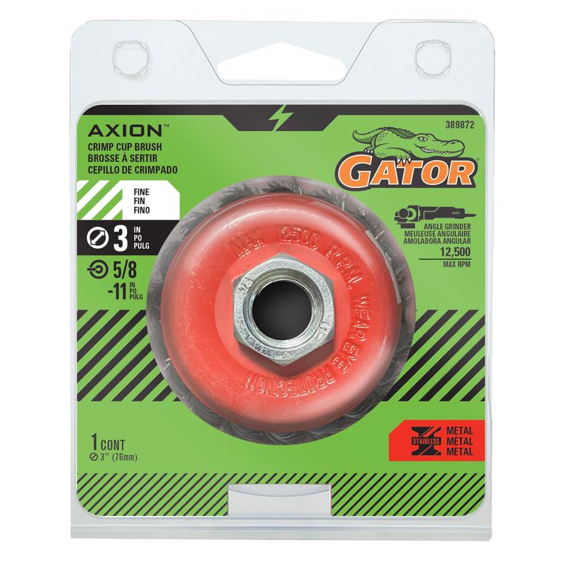 GATOR - Gator 3 in. Coarse Crimped Wire Cup Brush Brass Coated Steel 12500 rpm 1 pc
