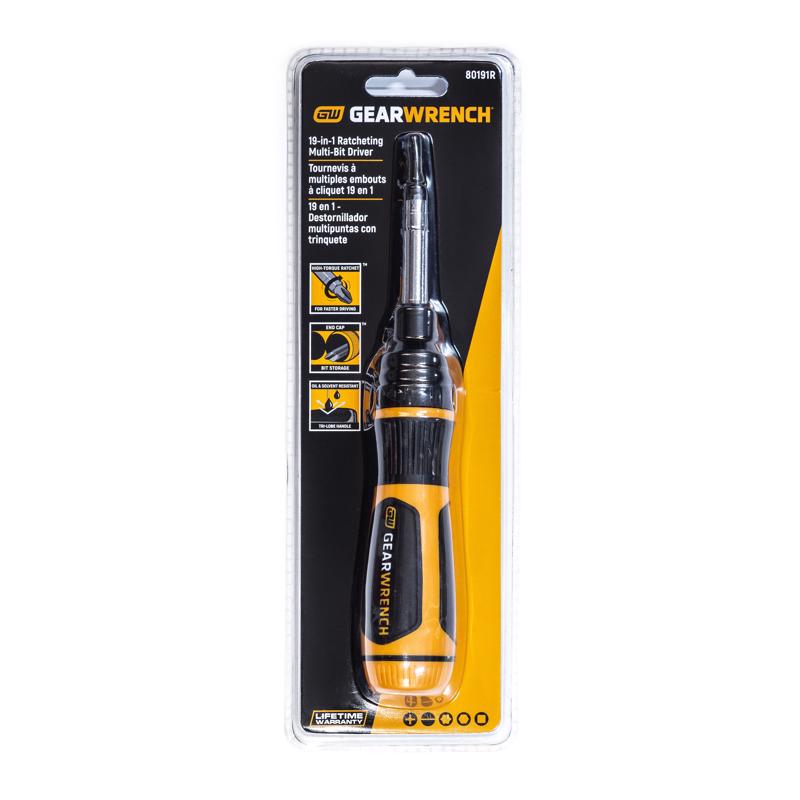 GEARWRENCH - Gearwrench Phillips/Slotted/Torx/Square Multi-Bit Ratchet Screwdriver 9.5 in. 19 pc