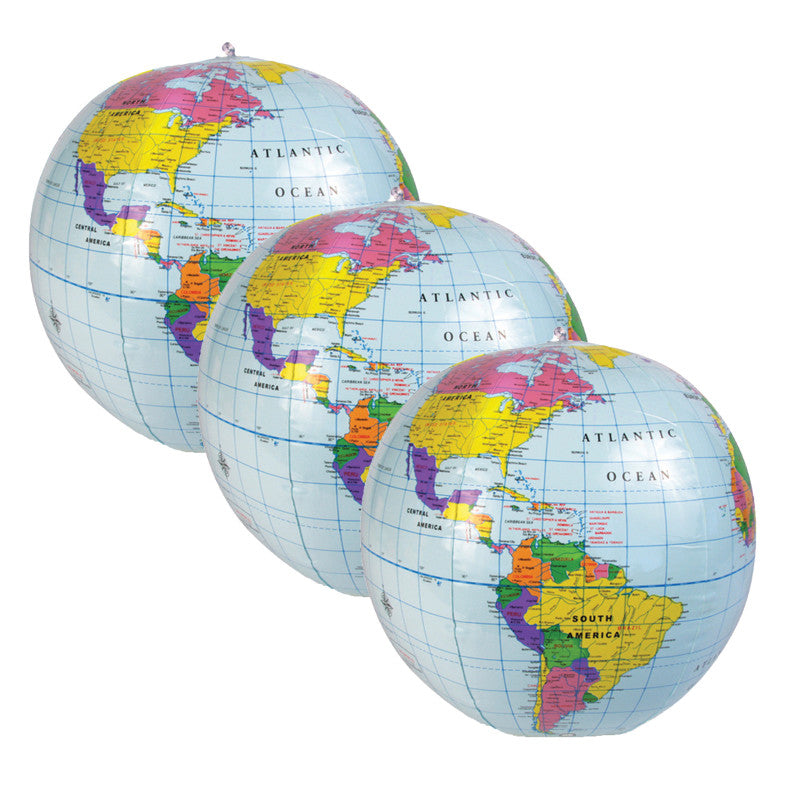 LEARNING RESOURCES - Inflatable Globe, 12", Pack of 3