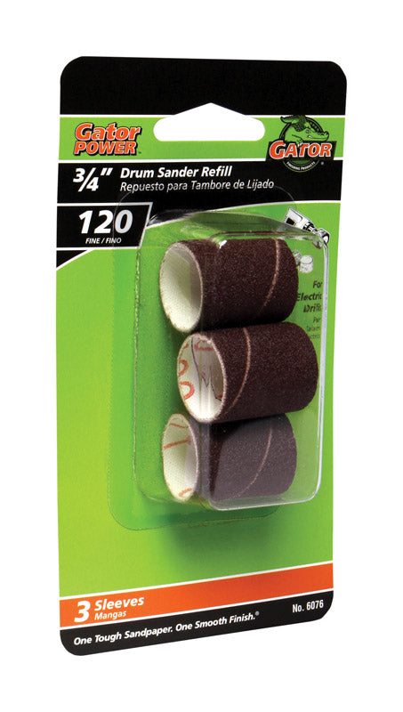 GATOR - Gator 3/4 in. D X 3/4 in. L Aluminum Oxide Abrasive Sleeve Refill 120 Grit Fine 3 pc