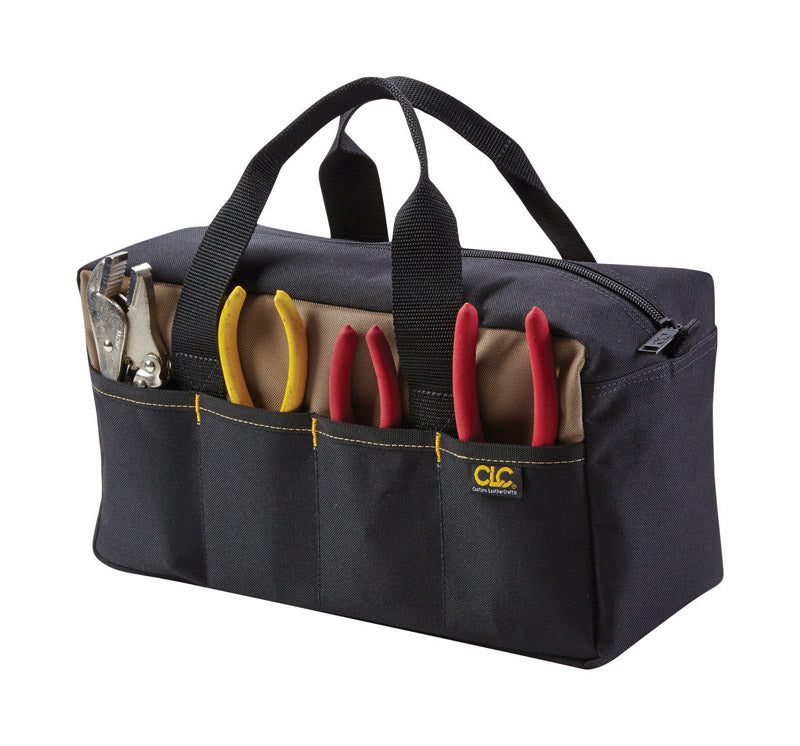 CUSTOM LEATHERCRAFT - CLC 5.5 in. W X 6 in. H Polyester Tool Tote 8 pocket Black/Tan 1 pc