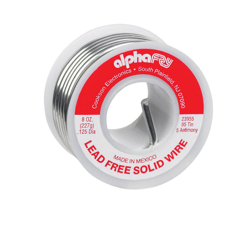 ALPHA FRY - Alpha Fry 8 oz Lead-Free Solid Wire Solder 0.125 in. D Tin/Antimony 95/5 1 pc