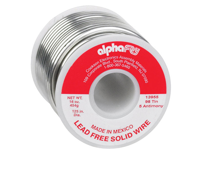 ALPHA FRY - Alpha Fry 16 oz Lead-Free Solid Wire Solder 0.125 in. D Tin/Antimony 95/5 1 pc