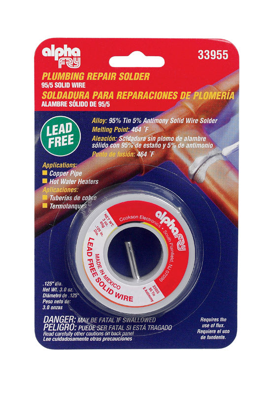 ALPHA FRY - Alpha Fry 3 oz Lead-Free Plumbing Solder 0.125 in. D Tin/Antimony 95/5 1 pc
