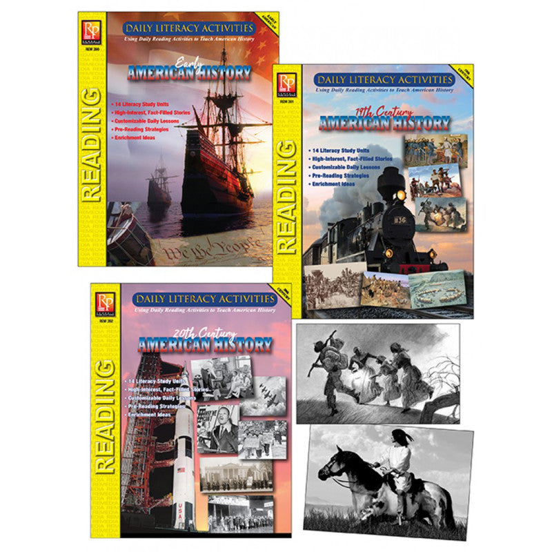 REMEDIA PUBLICATIONS - Daily Literacy Activities: American History Complete Set of 3 Titles