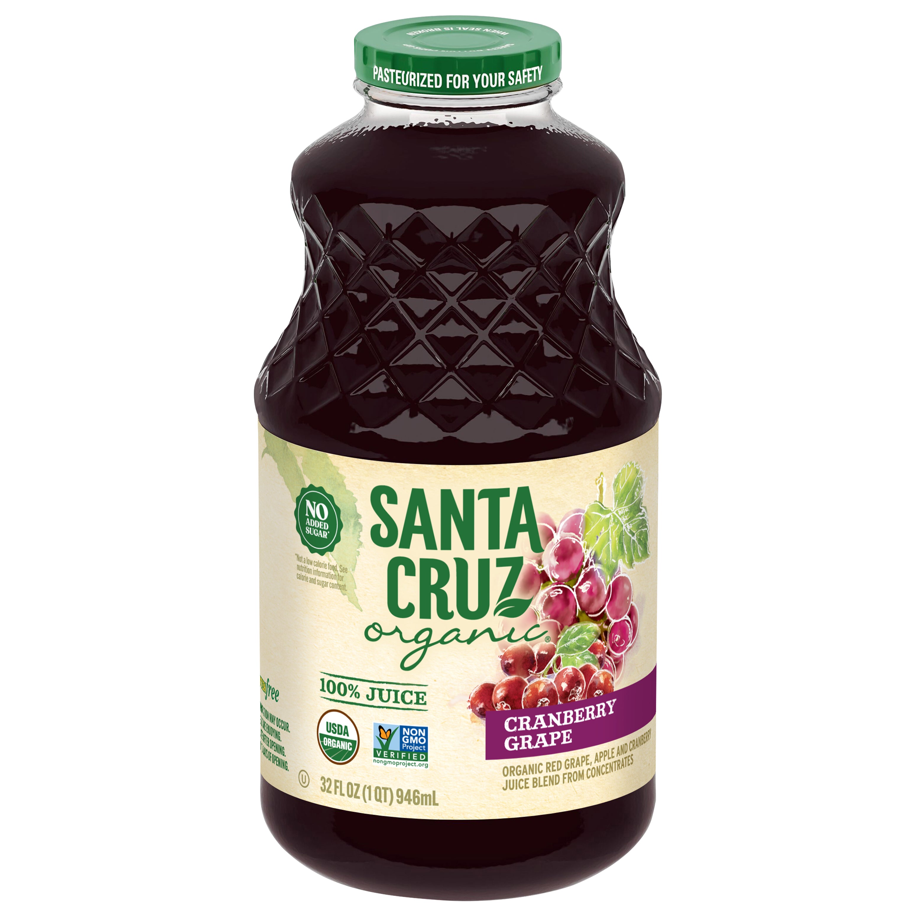 Santa Cruz Organic Cranberry Grape 100% Juice 32 fl oz - Case of 6
