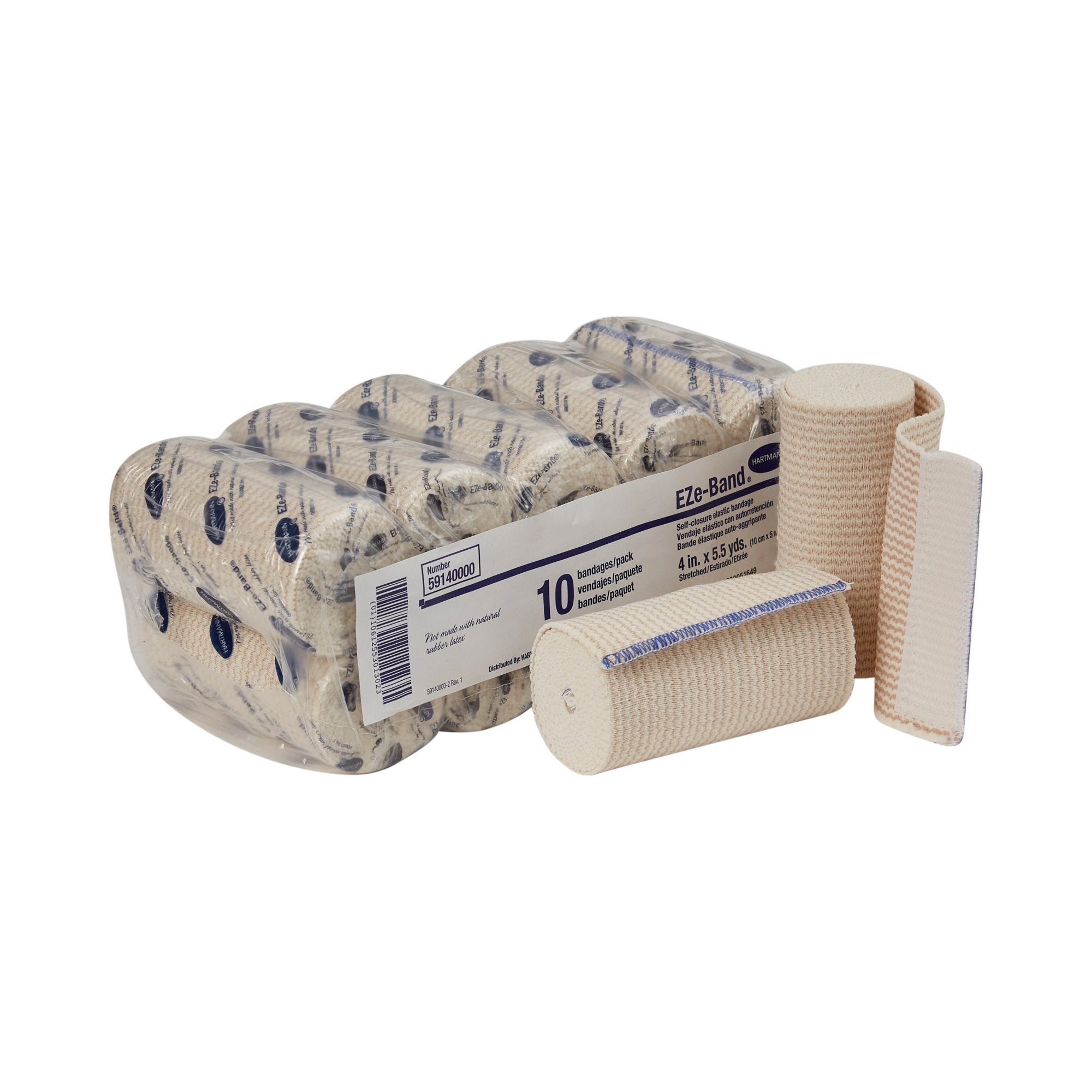 Hartmann - Elastic Bandage EZe-Band® LF 4 Inch X 5-1/2 Yard Double Hook and Loop Closure Tan NonSterile Standard Compression [10/PK]