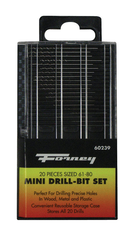 FORNEY - Forney High Speed Steel Mini Drill Bit Set Round Shank 20 pc