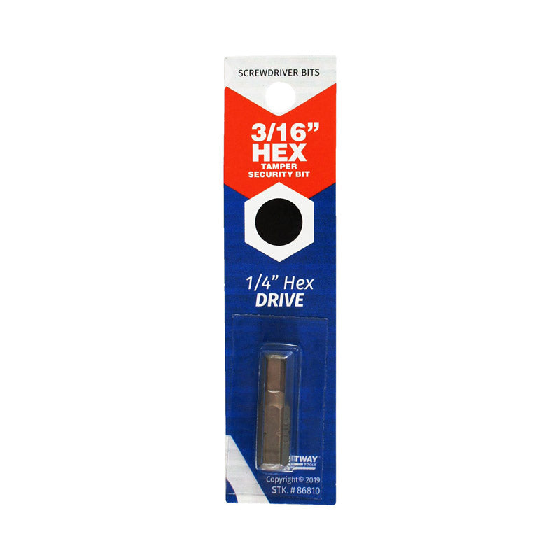 BEST WAY TOOLS - Best Way Tools Hex 3/16 in. X 1 in. L Screwdriver Bit Carbon Steel 1 pc