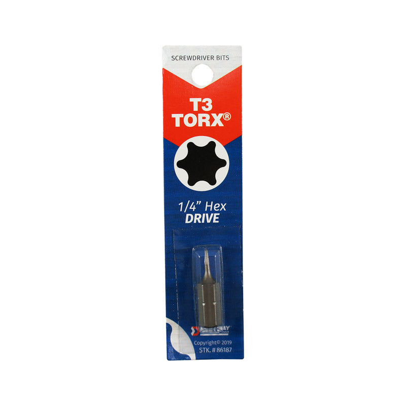 BEST WAY TOOLS - Best Way Tools Torx 1/4 in. X 1 in. L T3 Screwdriver Bit Carbon Steel 1 pc