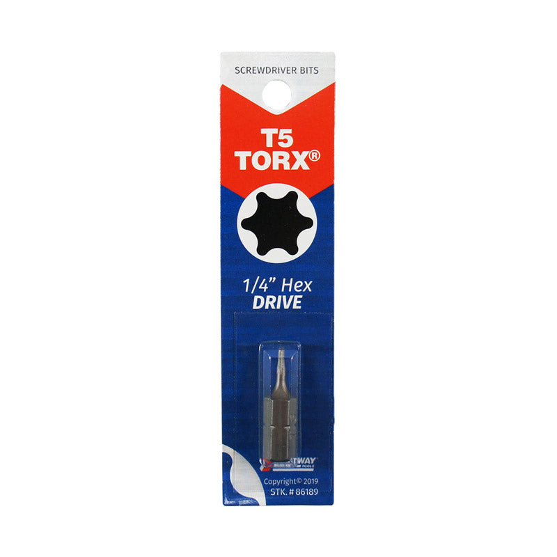 BEST WAY TOOLS - Best Way Tools Torx 1/4 in. X 1 in. L T5 Screwdriver Bit Carbon Steel 1 pc