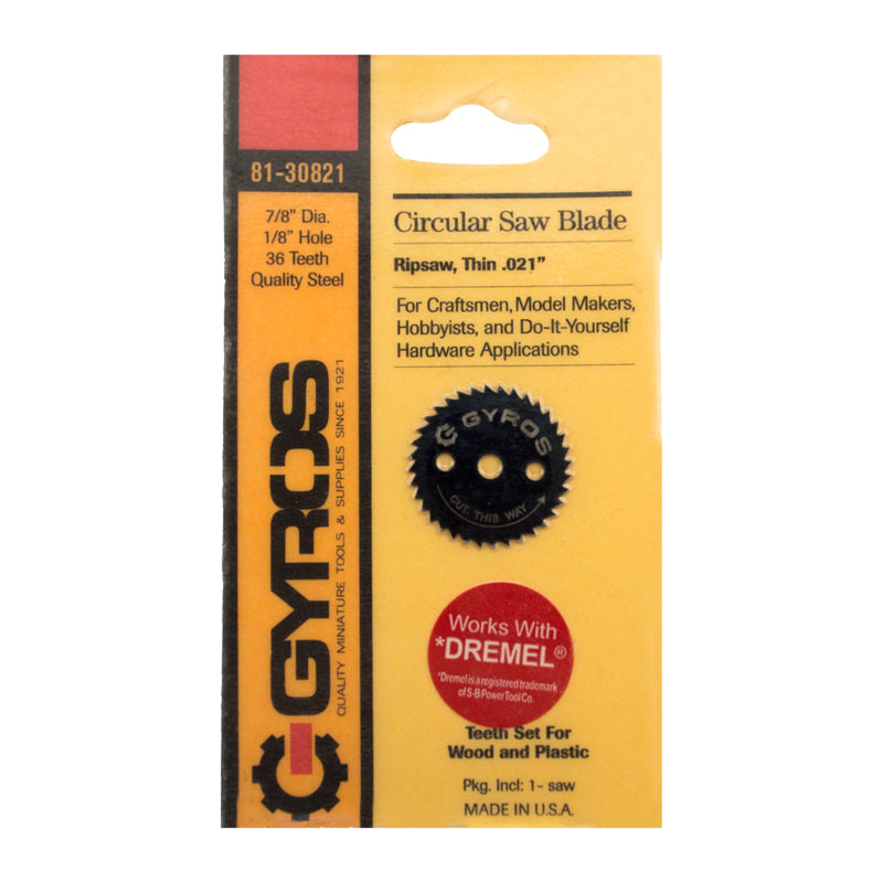 GYROS TOOLS - Gyros Tools 7/8 in. D X 1/8 in. Ripsaw Steel Circular Saw Blade 36 teeth 1 pc