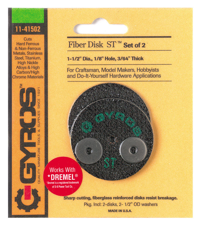 GYROS TOOLS - Gyros Tools Fiber Disk ST 1-1/2 in. D X 1/8 in. Fiberglass Super Tensile Strength Cutting Disc 2 pc