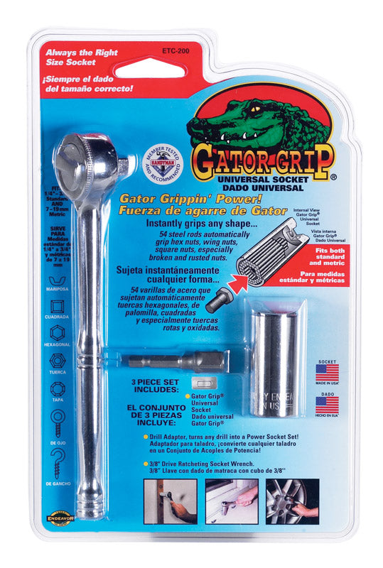 GATOR GRIP - Gator Grip 3/8 in. X 3/8 in. drive Metric and SAE 6 Point Socket 3 pc