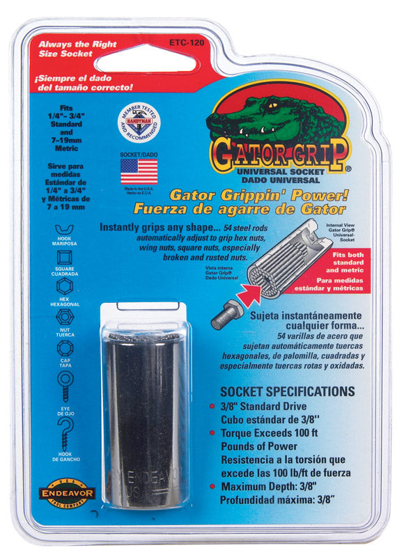 GATOR GRIP - Gator Grip 3/8 in. X 3/8 in. drive Metric and SAE 6 Point Socket 1 pc