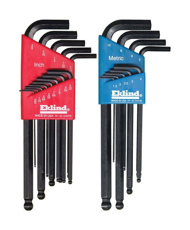EKLIND - Eklind Metric and SAE Long Arm Ball Hex L-Key Set 22 pc