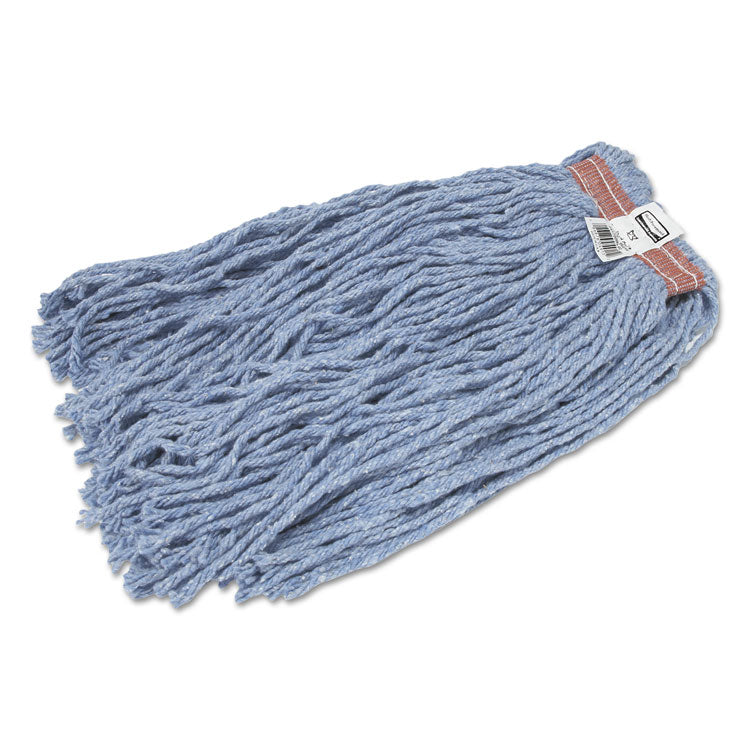 Rubbermaid Commercial - Cut-End Blend Mop Head, Cotton/Synthetic, Blue, 20 oz, 1" Headband, 12/Carton