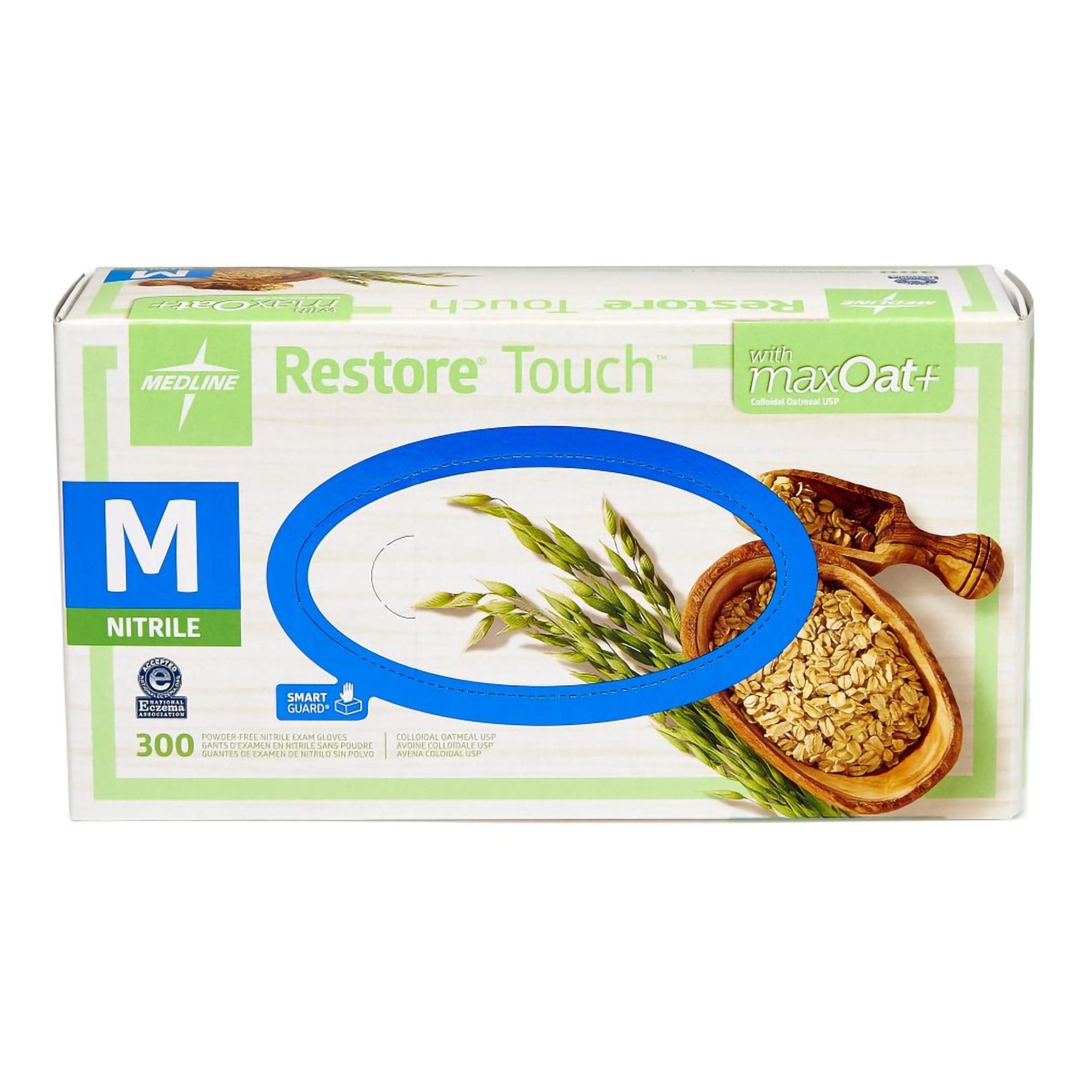 Medline - Exam Glove Restore® Touch Medium NonSterile Nitrile Standard Cuff Length Textured Fingertips Green Chemo Tested [3000/CS]