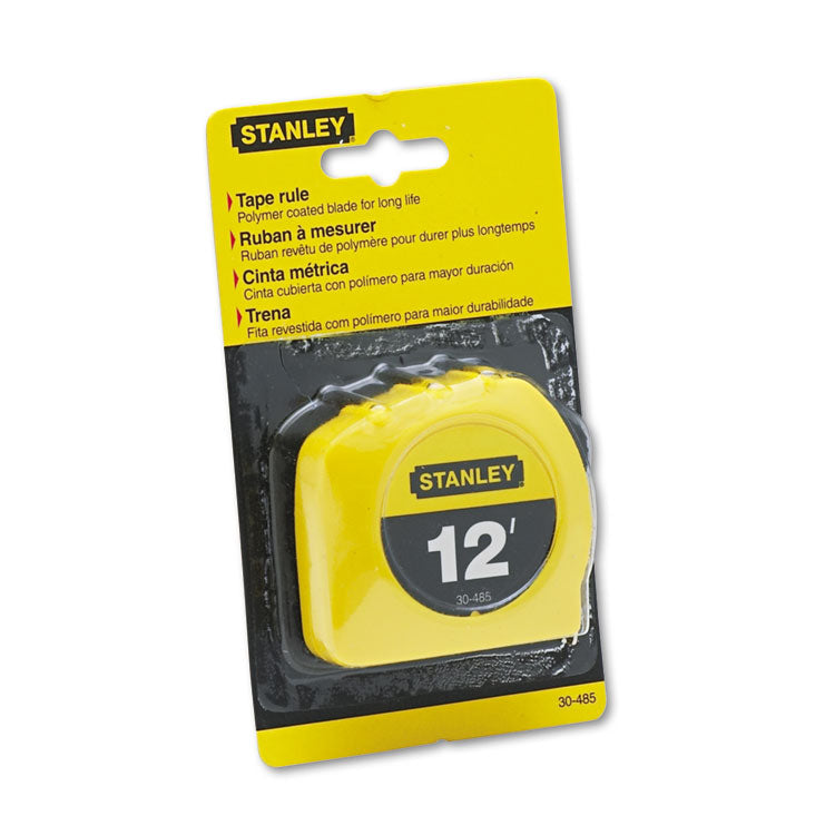 Stanley Bostitch - Power Return Tape Measure w/Belt Clip, 0. 12ft, Yellow